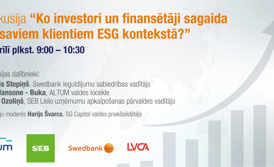Aicinām uz diskusiju “Ko investori un finansētāji sagaida no saviem klientiem ESG kontekstā?” 